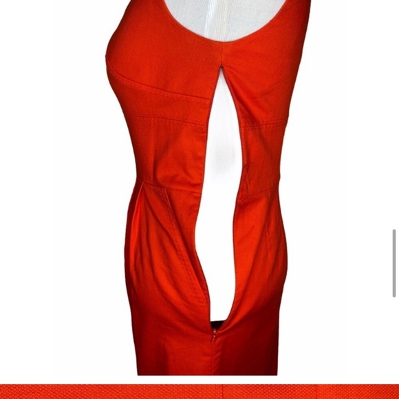 Tory Burch Leena Twill Sheath Midi Knee Length Dress Red Sz 6 - Picture 13 of 16